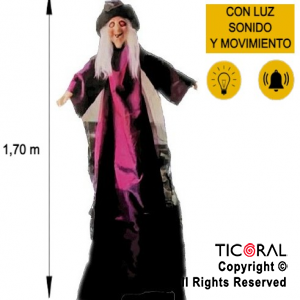 MUECA BRUJA FUCSIA Y NEGRO CON LUZ Y SONIDO 200 CM HALLOWEEN X 1